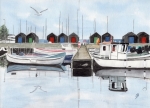 Postcard DIN-A6 Aaro - Aro - Arø - Aarø 2 - Boats in the harbour